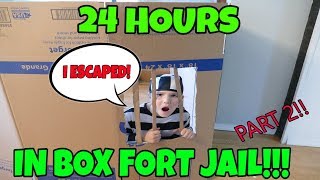 24 Hours In Box Fort Jail Part 2 24 Hour Challenge With No LOL Dolls [upl. by Merrel147]