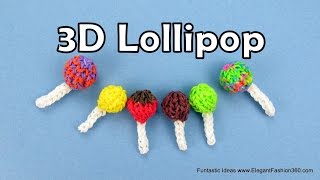 Rainbow loom Lollipop 3D Charms  How to  Food Series [upl. by Oiznun75]