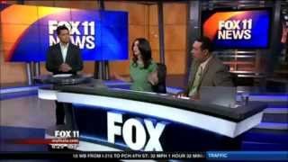 March 17 2014  Los Angeles 44 Earthquake Shakes the FOX 11 Studio Live On Air [upl. by Nerradal]