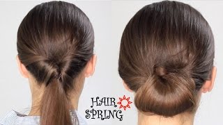 Tuto coiffure Hair Spring  Queue de cheval renversée et chignon [upl. by Garrison828]