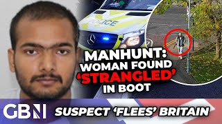 Cops in frantic MANHUNT after woman found strangled in CAR BOOT and suspect FLEES [upl. by Anilyx]