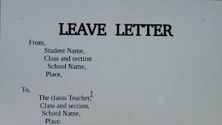 Leave Letter for SchoolSchool leave applicationLeave Letter writing [upl. by Akiehsal928]