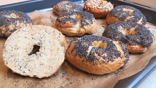 Bajgle z makiem na drożdżach  bez zakwasu 🥯bajgle bagels mak poopy breakfast śniadanie viral [upl. by Yesdnyl]