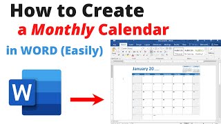 TUTORIAL Easy Way to CREATE a Monthly CALENDAR In Microsoft Word without a template [upl. by Fenner]