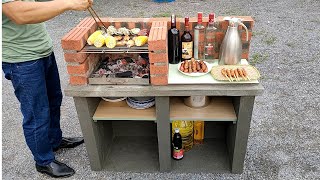 Simple but beautiful outdoor grill  Creative cement project [upl. by Lewap]