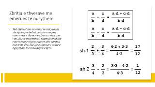 Thyesat Mbledhja zbritja shumezimi dhe pjestimi i thyesave [upl. by Letnuhs]