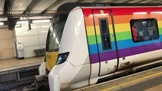 Thameslink Class 700 Pride Train departs Farringdon for Gatwick Airportshorts thameslink class700 [upl. by Coady]