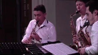 Russian Saxophone Quartet  JS Bach Italian Concerto 2nd mov [upl. by Uliram30]