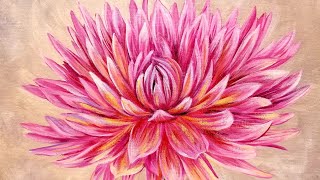 Dahlia Acrylic Painting  Large Flower Series LIVE Instruction [upl. by Teiv14]