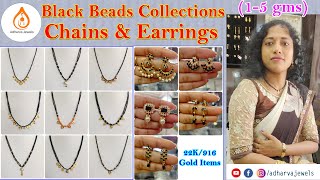 Latest Black Beads Collection Chains ampEarrings  22K916 Gold  Unique designs from Adharva Jewels [upl. by Quenby]