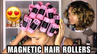 Magnetic Hair Roller Set On Natural Hair  Silky Soft Curls [upl. by Linc]