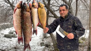 HUGE KEBAB OF 7 KG OF GRASS CARP BAKED IN A TANDOOR RECIPE BY WILDERNESS COOKING [upl. by Antonino282]