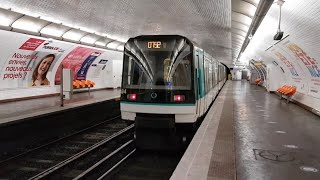 MF88  Croisement à la station Jaurès sur la ligne 7bis du métro parisien [upl. by Aihsek828]