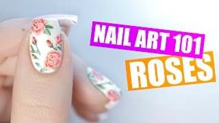 How To Paint Realistic Roses on Your Nails  NAIL ART 101 [upl. by Ahsinor]