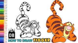 How to Draw Tigger from Winnie the Pooh cartoon Step by Step🥰 Easy Easy Drawing for Kids💖 [upl. by Lienaj]