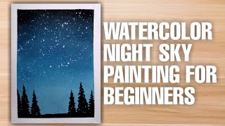 Easy Watercolor Night Sky Painting for Beginners  Real Time and Stepbystep Tutorial [upl. by Aisset]