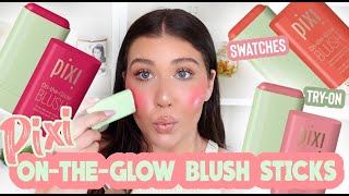 PIXI quotOntheGlowquot Blush Sticks First Impressions Review amp Swatches [upl. by Einalam]