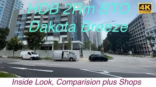 HDB BTO 2 Rm Dakota Breeze 48 sq mtr  actual inside look plus comparison and nearby shops [upl. by Zielsdorf]