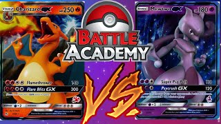 POKEMON TCG BATTLE ACADEMY CHARIZARD DECK VS MEWTWO DECK [upl. by Hekker]