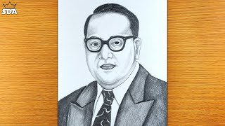 Dr B R Ambedkar Drawing  How to draw Dr Ambedkar  Ambedkar Jayanti drawing step by step [upl. by Stochmal]