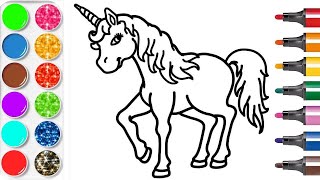 Colorier Une Licorne APPRENDRE À DESSINER vidéo éducative amp Planète coloriage [upl. by Korfonta]