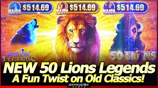 50 Lions Legends Edition Slot Machine  FIRST LOOK at NEW Aristocrat Legends Live Play and Bonus [upl. by Barden]