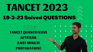 TANCET APTITUDE QUESTIONS  Last Mile Preparation [upl. by Melena]