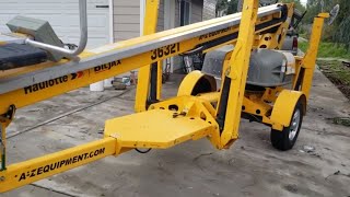 Haulotte 3632t BilJax review compare to JLG and Genie towable boom lift [upl. by Acnalb380]