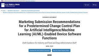 FDA allows selfimproving AIML software in Medical Devices Guidance 110 [upl. by Leopoldeen686]