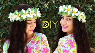 DIY 3 HAWAIIAN FLOWER CROWN  Lucykiins [upl. by Nilyak]