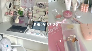 daily vlog🤍life as a homebody aesthetic desk makeover macbook unboxing studying japanese snacks [upl. by Mure]