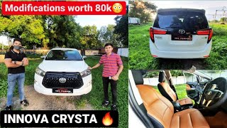 80K Modifications in INNOVA CRYSTA  Lexus Grill  Floating lights in Innova  2021 Crysta Taillamb [upl. by Shaum]