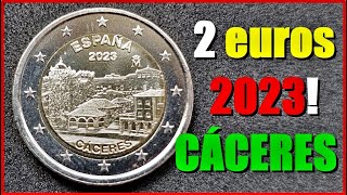 2 EUROS CONMEMORATIVOS DE CÁCERES  ESPAÑA 2023 monedas numismática euro [upl. by Akeemaj]