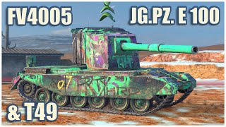 FV4005 JgPz E 100 amp T49 • WoT Blitz Gameplay [upl. by Yesor]