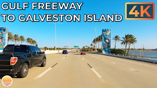 Houston Texas USA to Galveston Island Texas on I45 S an UltraHD 4K Real Time Driving Tour [upl. by Doxia]