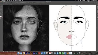 DIGITAL FASHION ILLUSTRATION in Adobe Illustrator Part 1  Face Illustration [upl. by Bathsheba]