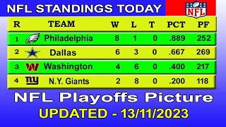 NFL playoffs picture  NFL standings 2023  nfl standings today 13112023 [upl. by Desdemona]