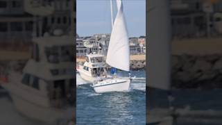 Sailboat Sets Sail As It Heads Through The Choppy Inlet [upl. by Mosenthal]