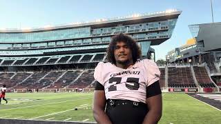 Bearcats OL John Williams discusses the Bearcats OL heading into Iowa State [upl. by Neumann]