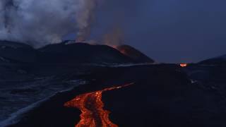 Basaltic lava flow from the Tolbachik volcano complex Kamchatka Far East Russia 2013 [upl. by Yelhsa435]