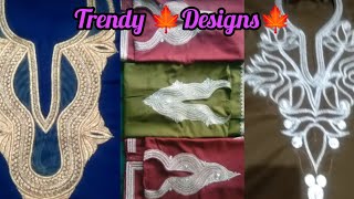 Trendy designs🍁latest tilla design pheran princeskashmiri tilla work [upl. by Allenod937]