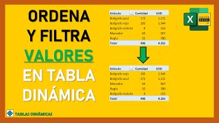 Cómo ORDENAR y FILTRAR VALORES en TABLA DINÁMICA [upl. by Malena814]