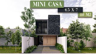 CASA PEQUEÑA DE 4 X 7 METROS  MINICASA MODERNA con 2 PISOS y 2 CUARTOS [upl. by Aerdnek]