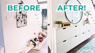 Small Entryway Makeover with IKEA hack for TONS of hallway storage  The DIY Mommy [upl. by Maller769]