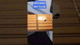 Fender Squire Affinity Telecaster Airbrushing a fretboard with TruOil httpsyoutubeS07TV75Nor4 [upl. by Aihsekel]