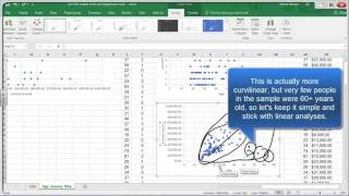 Scatter Diagrams Correlation and Regression in Excel 2016 [upl. by Attelahs]