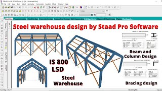 Steel warehouse design design by Staad pro v8i software  Steel Building  Civil Engineering online [upl. by Inavihs]