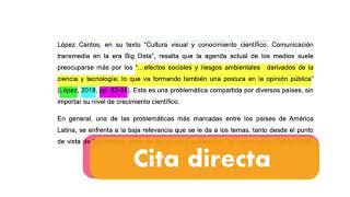 Citas directas e indirectas APA 7 [upl. by Dielle]