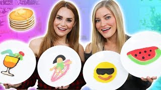 PANCAKE ART CHALLENGE Summer EMOJI Edition w iJustine [upl. by Novahc]