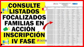 Consulte Nuevo Listado Focalizados Familias en Acción para Inscripción IV Fase  Verifique su Nombre [upl. by Mirabel]